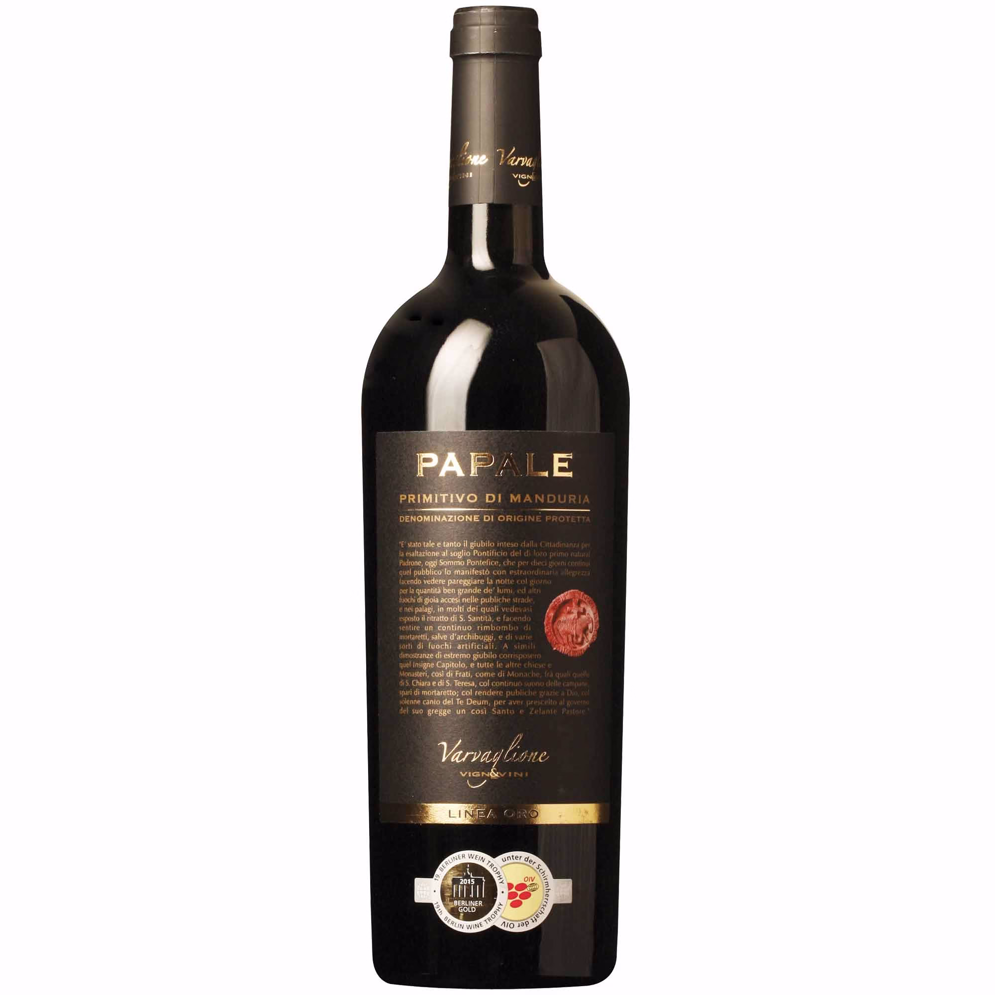 Primitivo Di Manduria Papale Oro - Varvaglione Cl.75 - fontanella shop